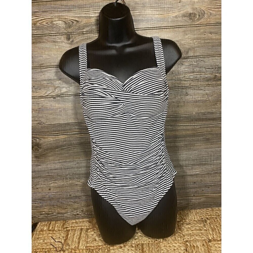 Bond-Eye Australia black & white striped one piece swimsuit Sz 10